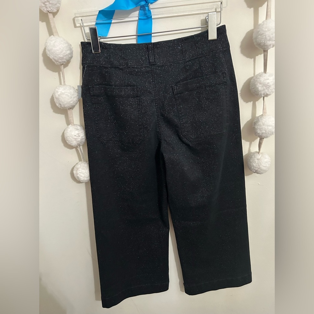 Anthropologie The Colette Cropped Wide Leg Jean: The Sparkle Denim Jeans NWT! - Picture 2 of 16